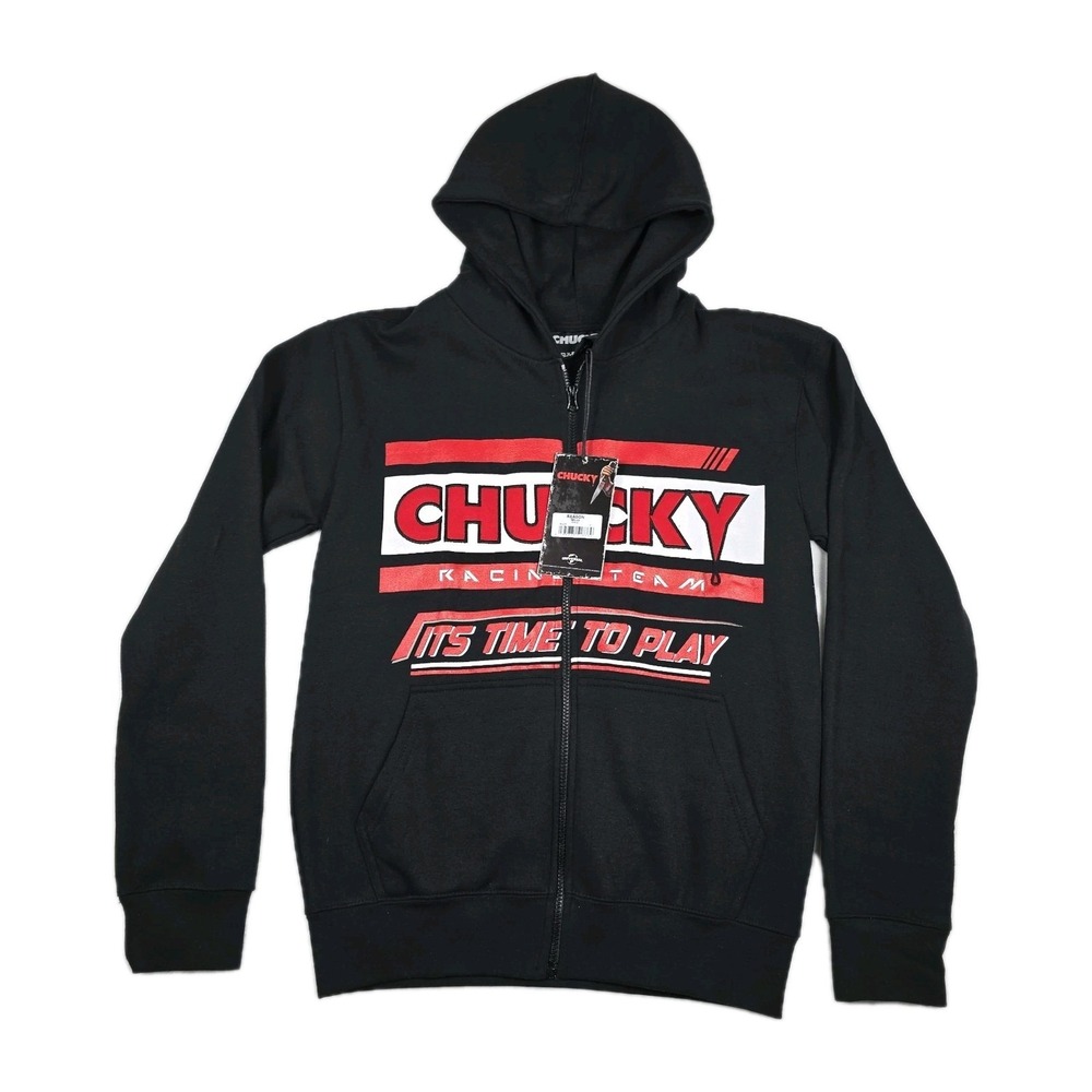 Universal Studios Childs Play Chucky Racing Team Men's Small Black Zip Up Hoodie